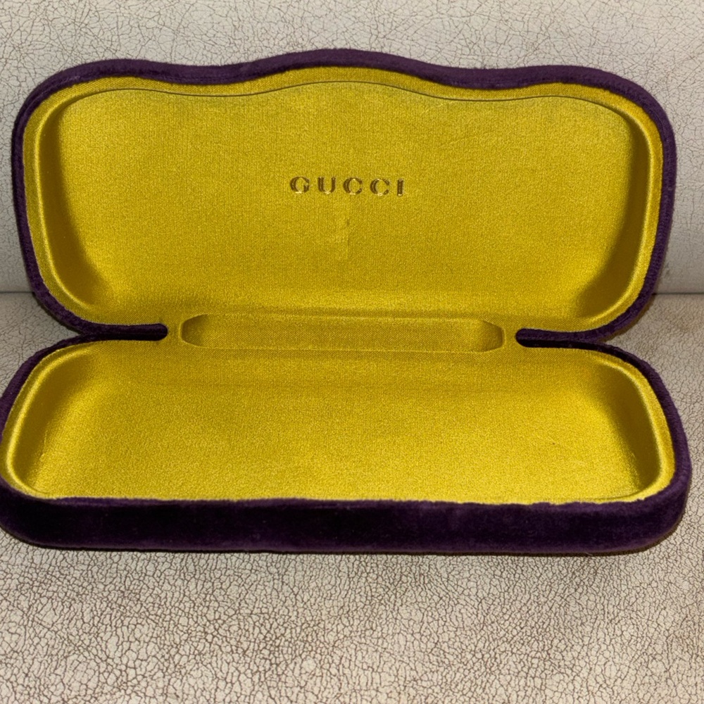 Gucci Velvet Eyewear Case in Purple & Gold